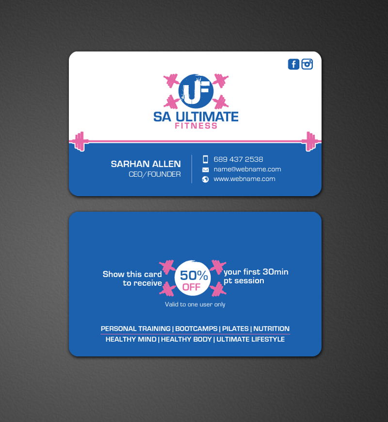 Diseño de Tarjeta de Presentación por chandrayaan.creative para SA Ultimate Fitness | Diseño #9209747