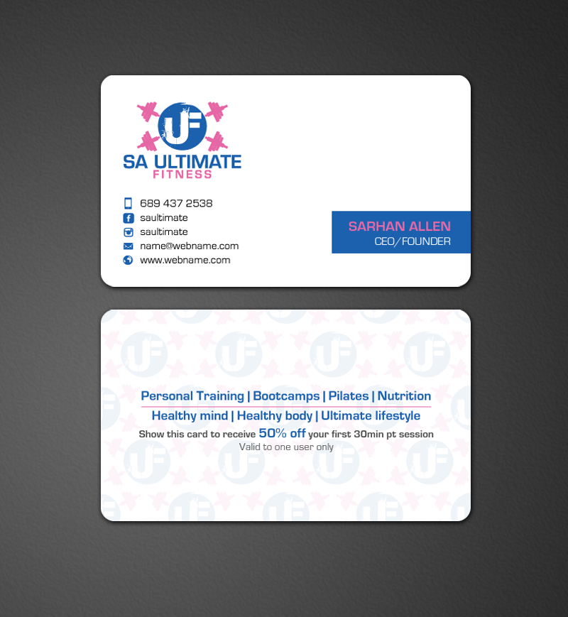 Visitenkarten-Design von chandrayaan.creative für SA Ultimate Fitness | Design #9216689