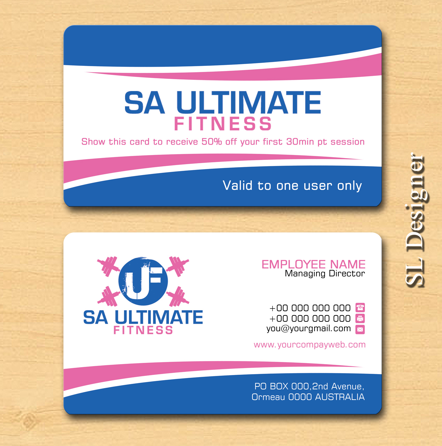Diseño de Tarjeta de Presentación por SL Designer para SA Ultimate Fitness | Diseño #9195478