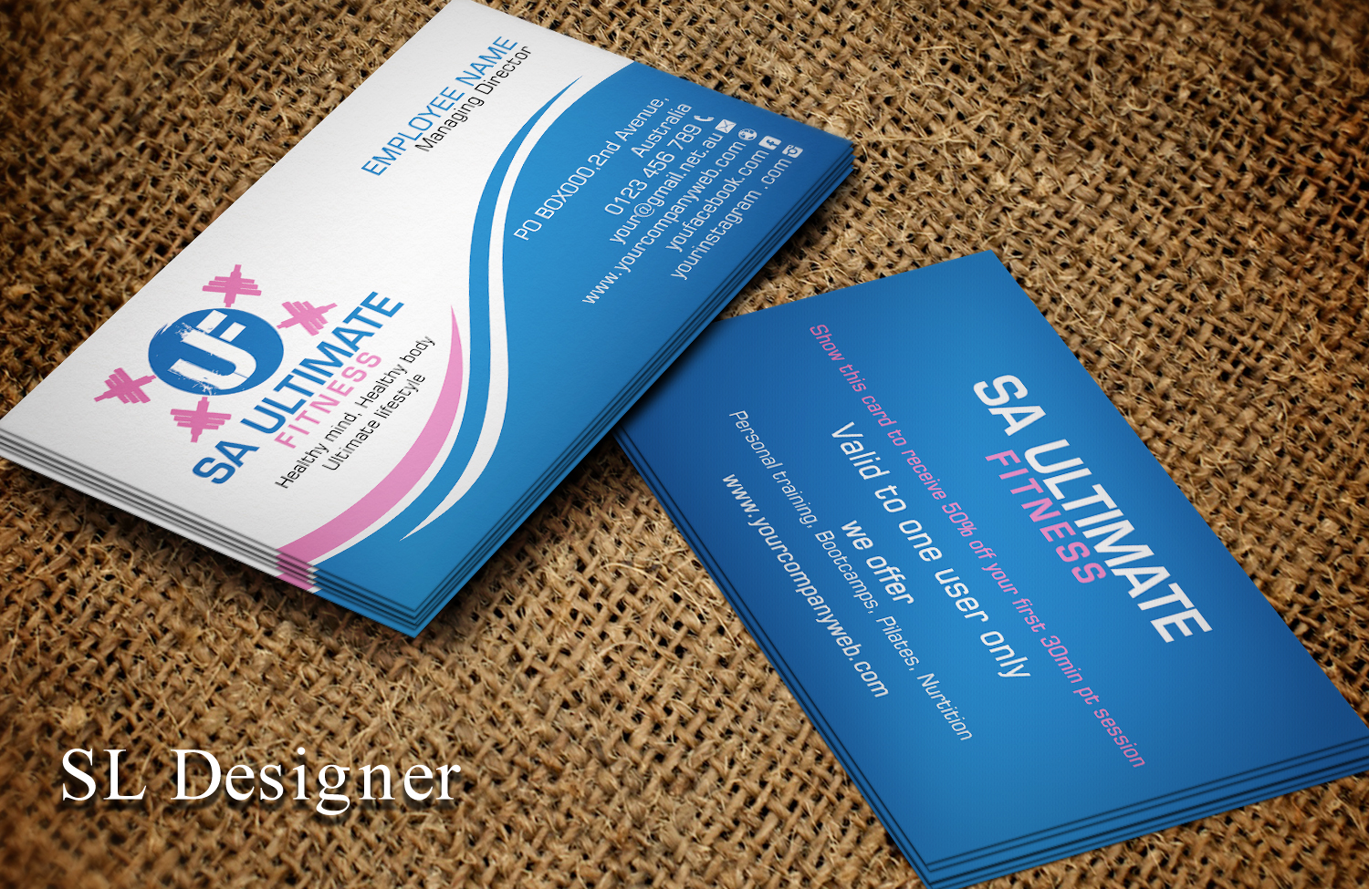 Diseño de Tarjeta de Presentación por SL Designer para SA Ultimate Fitness | Diseño #9201859