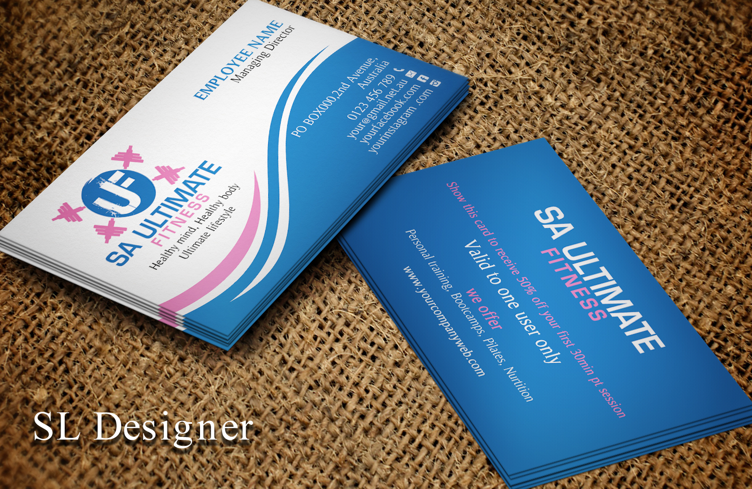 Diseño de Tarjeta de Presentación por SL Designer para SA Ultimate Fitness | Diseño #9201862