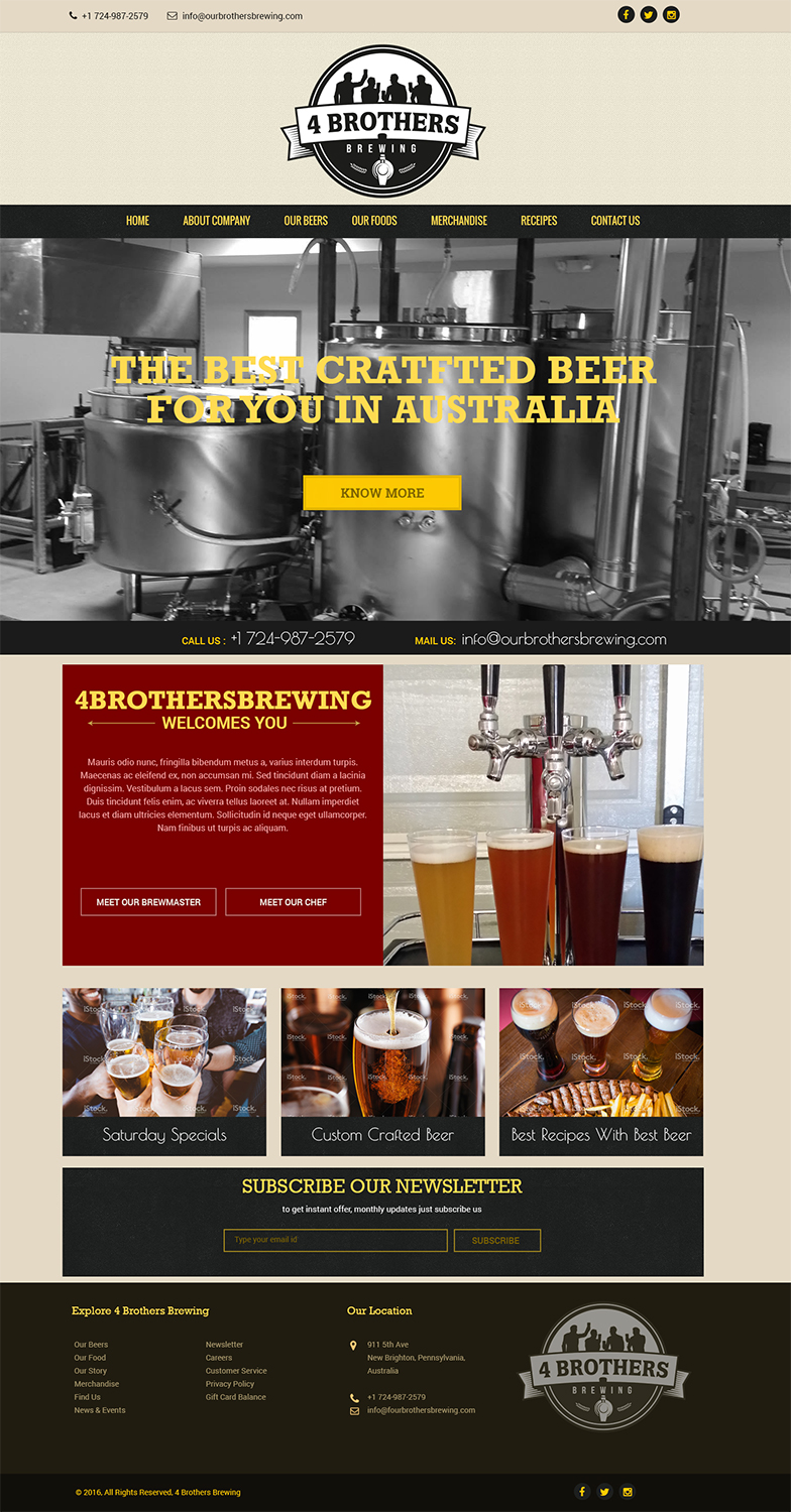 Web Design by Expert Designer for 4 Brothers Brewing | Design #9280961
