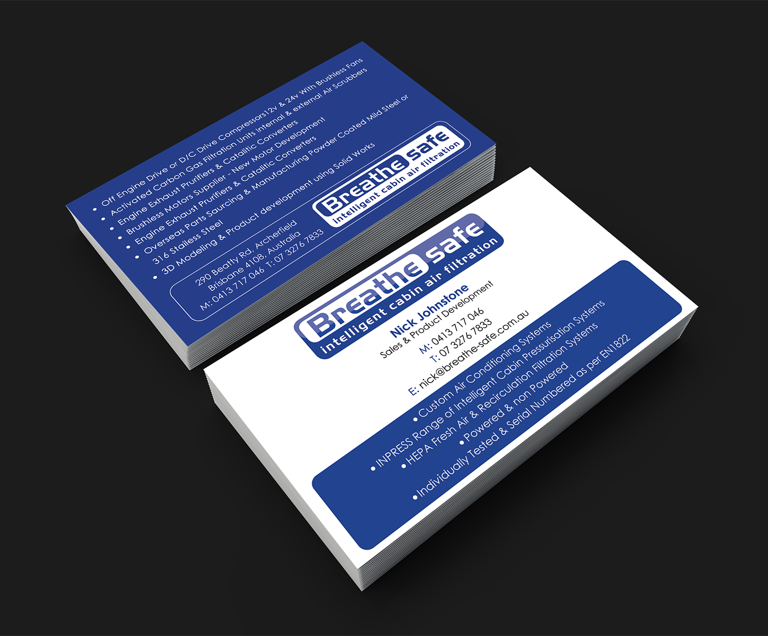 Business Card Design by premnice for Breathesafe Pty Ltd | Design #9247052