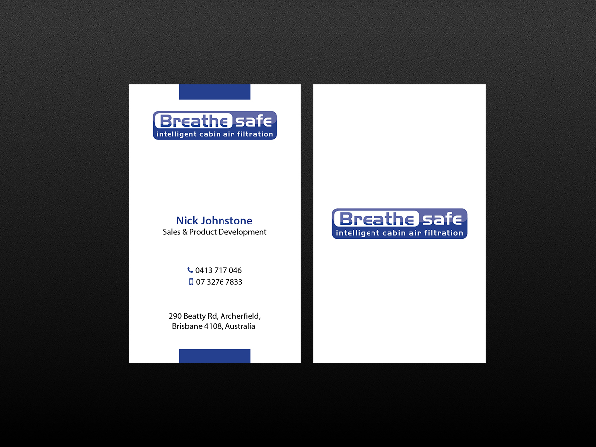 Diseño de Tarjeta de Presentación por Creations Box 2015 para Breathesafe Pty Ltd | Diseño #9244986