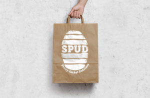 SPUD (inside logo image) Fancy Jacket Potatoes (underneath in text) | Logo Design by GLDesigns