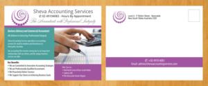 Postkarten-Design von Venus L. Penaflor für Sheva Accounting Services | Design #9242381
