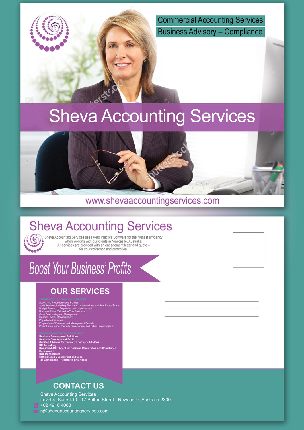 Postcard Design by leuchi for Sheva Accounting Services | Design #9242243