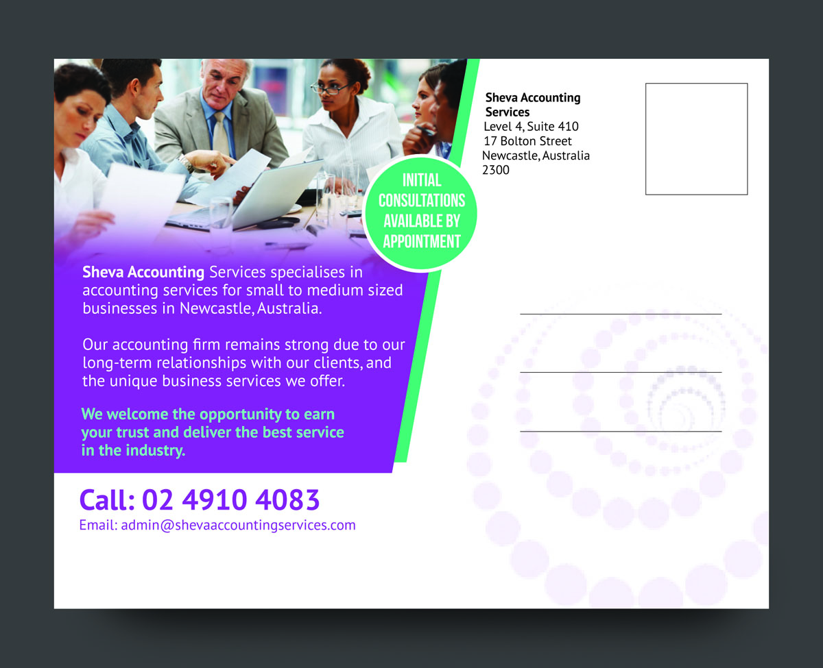 Postkarten-Design von rkailas für Sheva Accounting Services | Design #9278532
