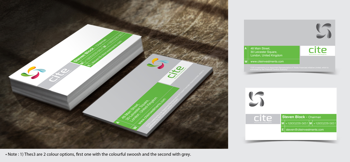 Diseño de Tarjeta de Presentación por The Rock para CITE Investments | Diseño #2051289