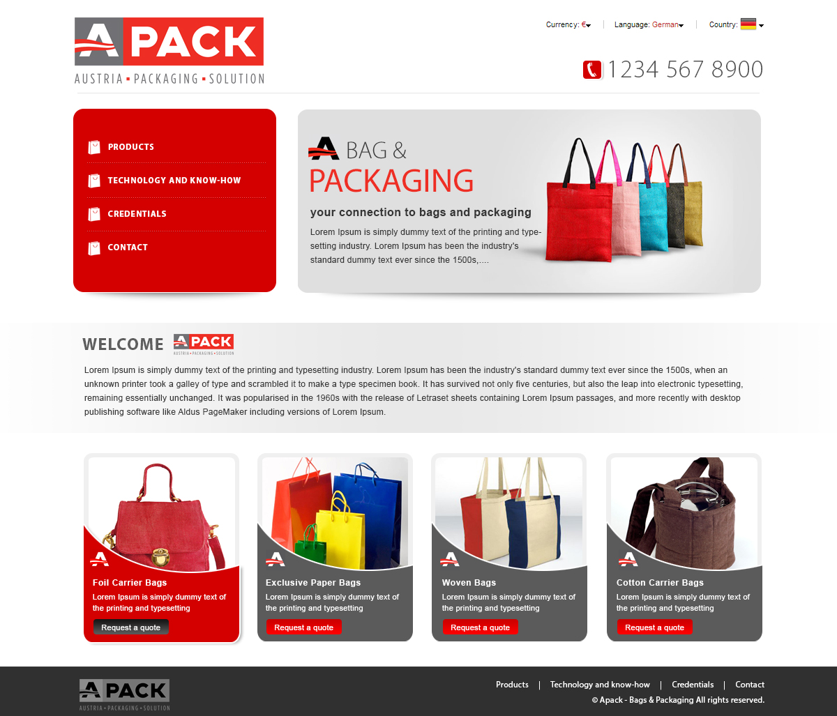 Web Design par webxvision pour A-Pack Packaging GmbH | Design #2044742