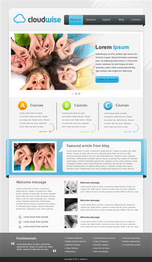Website design (Wordpress theme) for CloudWise, Education industry