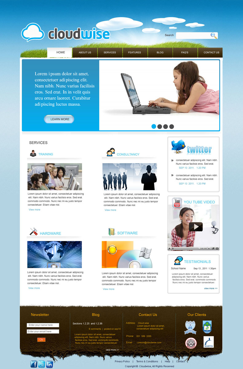 Wordpress Design by pb for CloudWise | Design #419397
