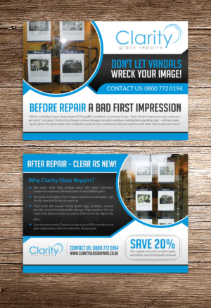 Flyer Design by debdesign for Clarity Glass Repairs | Design: #9250995