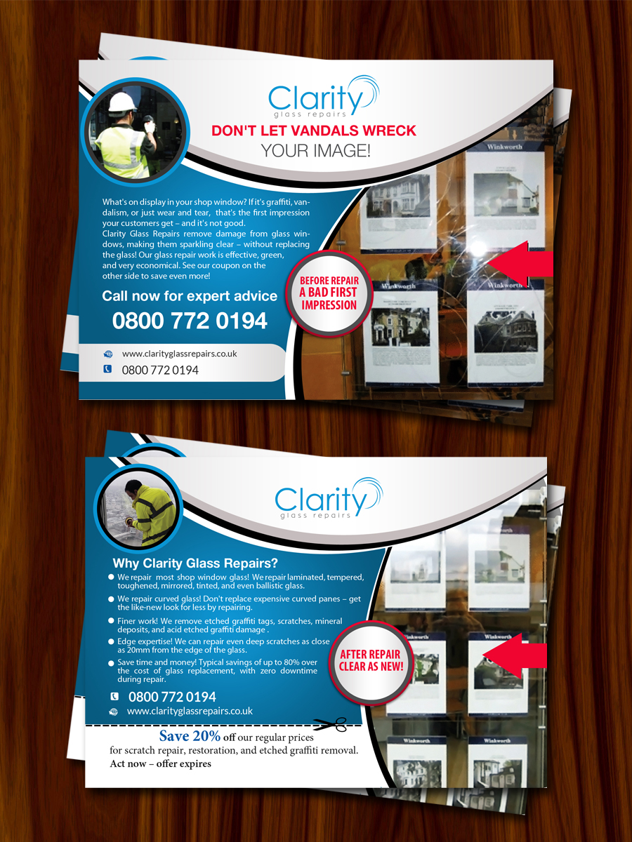 Flyer Design by debdesign for Clarity Glass Repairs | Design #9256060