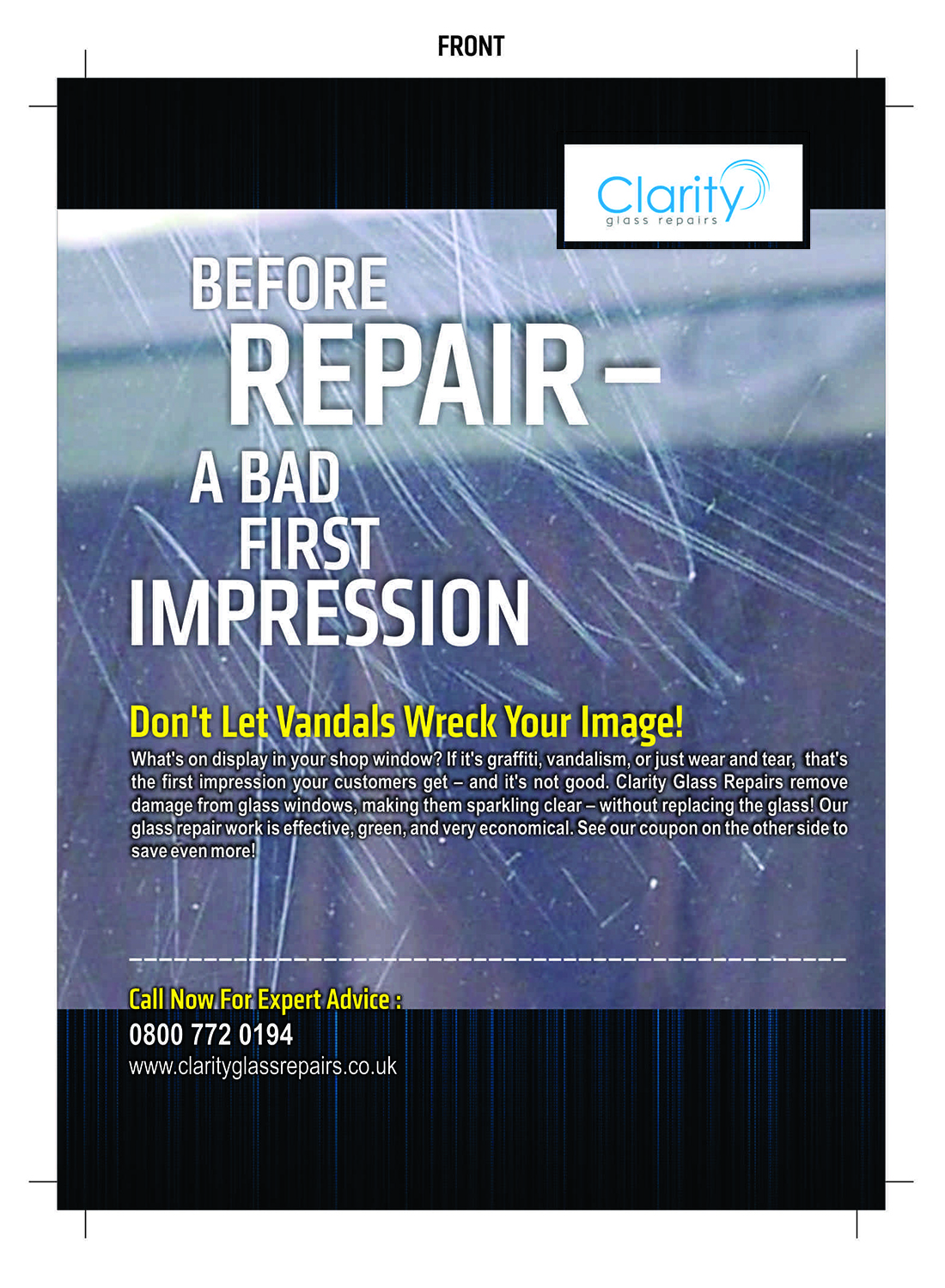 Flyer Design by Rauvi for Clarity Glass Repairs | Design #9298655