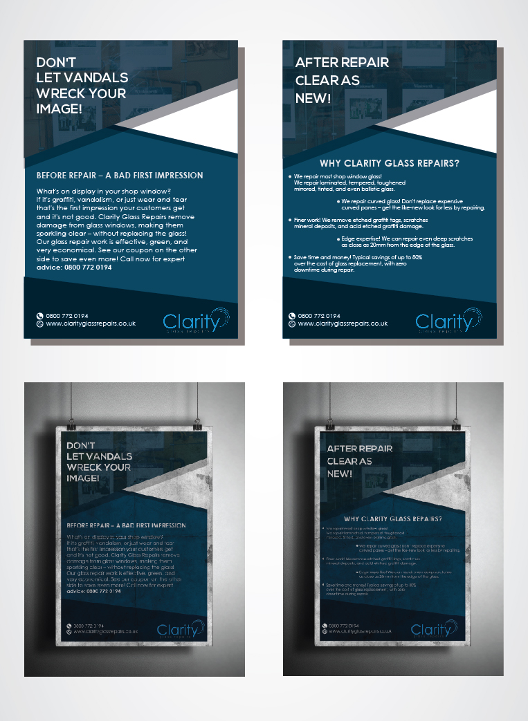 Flyer Design by Logo Xtudio for Clarity Glass Repairs | Design #9260921