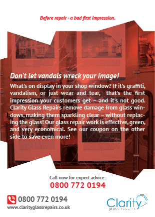 Diseño de Flyer por Logo Xtudio para Clarity Glass Repairs | Diseño #9260922