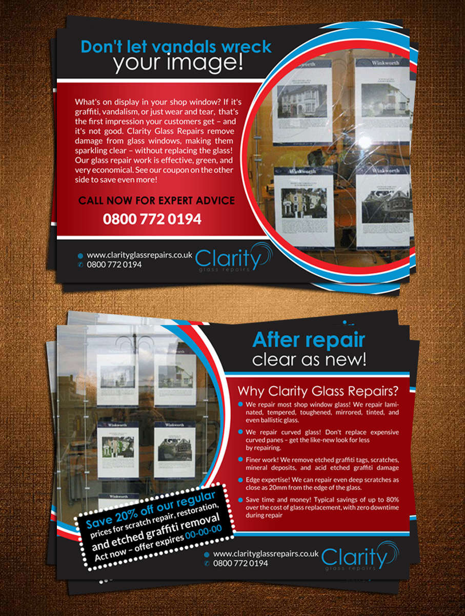 Flyer Design by creative.bugs for Clarity Glass Repairs | Design #9250703