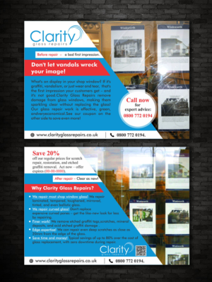 Flyer Design by ecorokerz for Clarity Glass Repairs | Design: #9256160