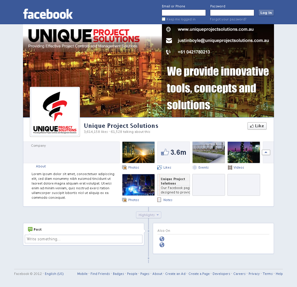 Facebook Design by Sbss for Unique Project Solutions | Design #2044104