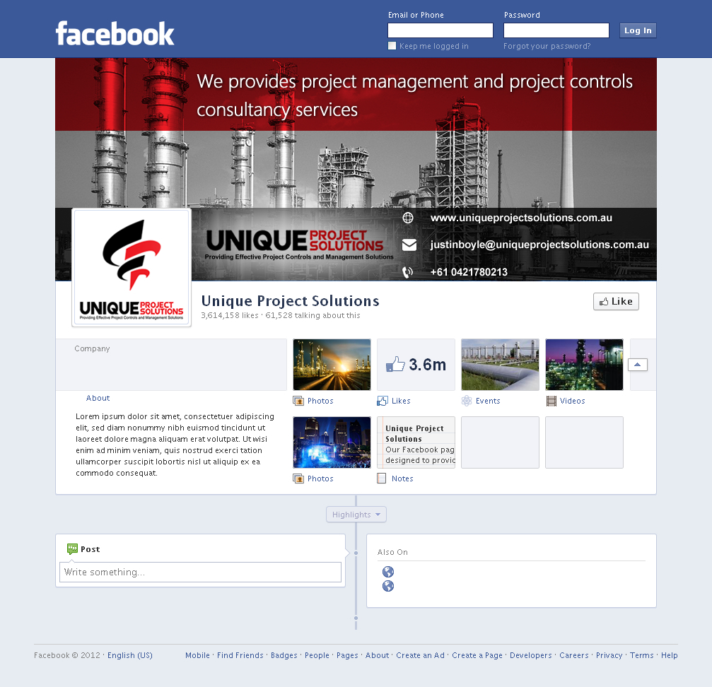 Facebook Design by Sbss for Unique Project Solutions | Design #2044111
