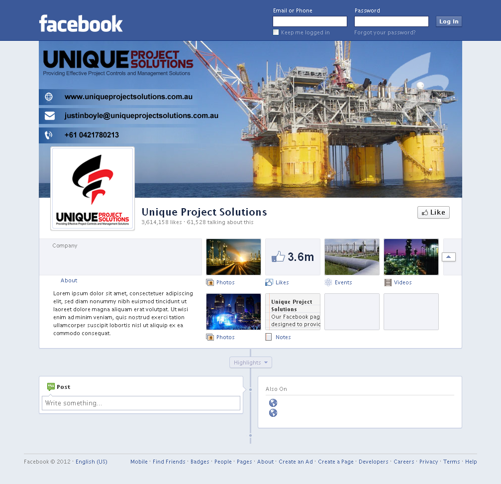 Facebook Design by Sbss for Unique Project Solutions | Design #2044136