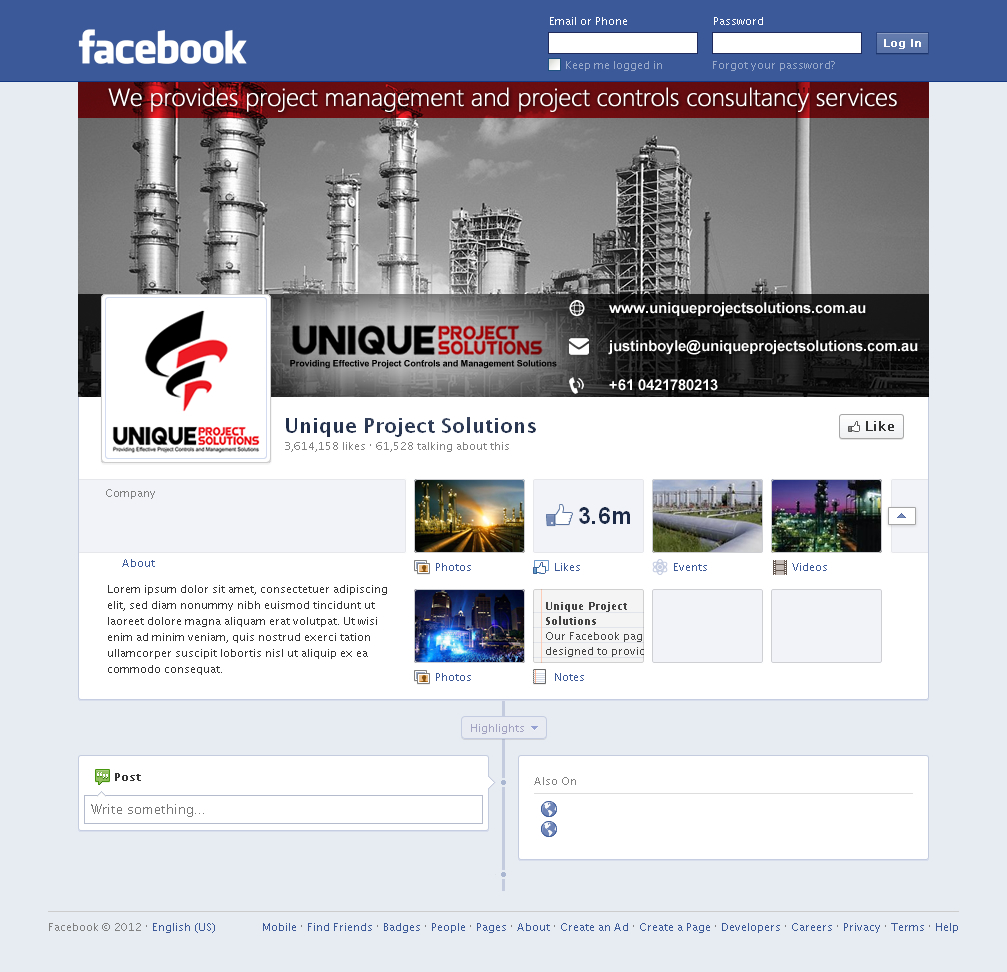 Facebook Design by Sbss for Unique Project Solutions | Design #2044192