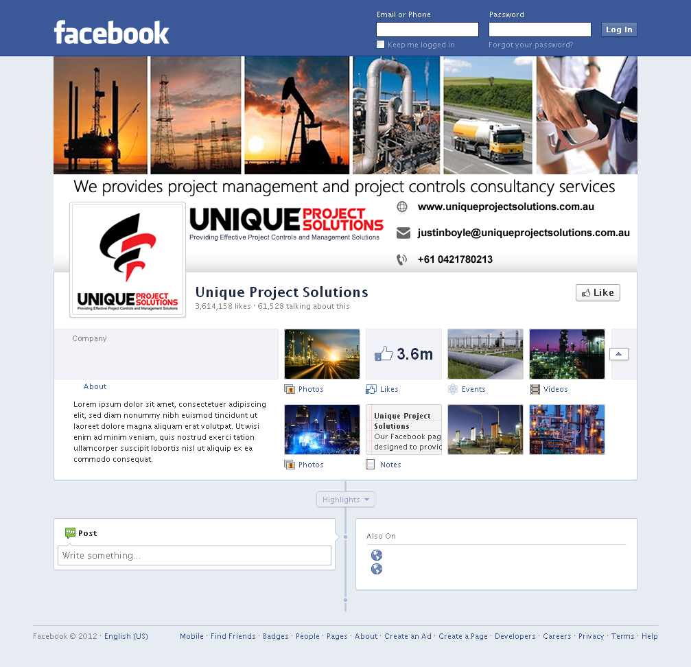 Facebook Design by Sbss for Unique Project Solutions | Design #2044446