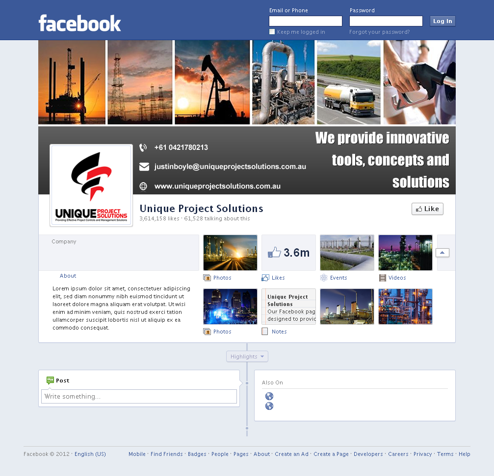 Facebook Design by Sbss for Unique Project Solutions | Design #2044484