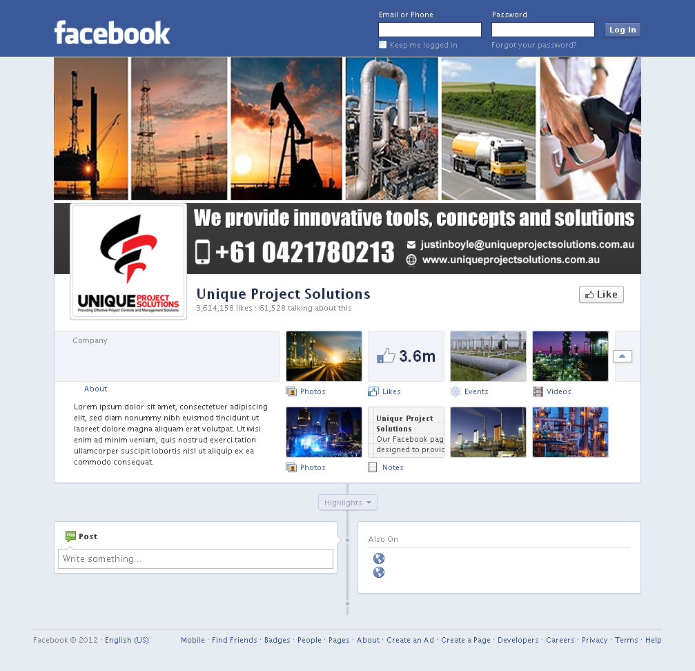 Facebook Design by Sbss for Unique Project Solutions | Design #2044560