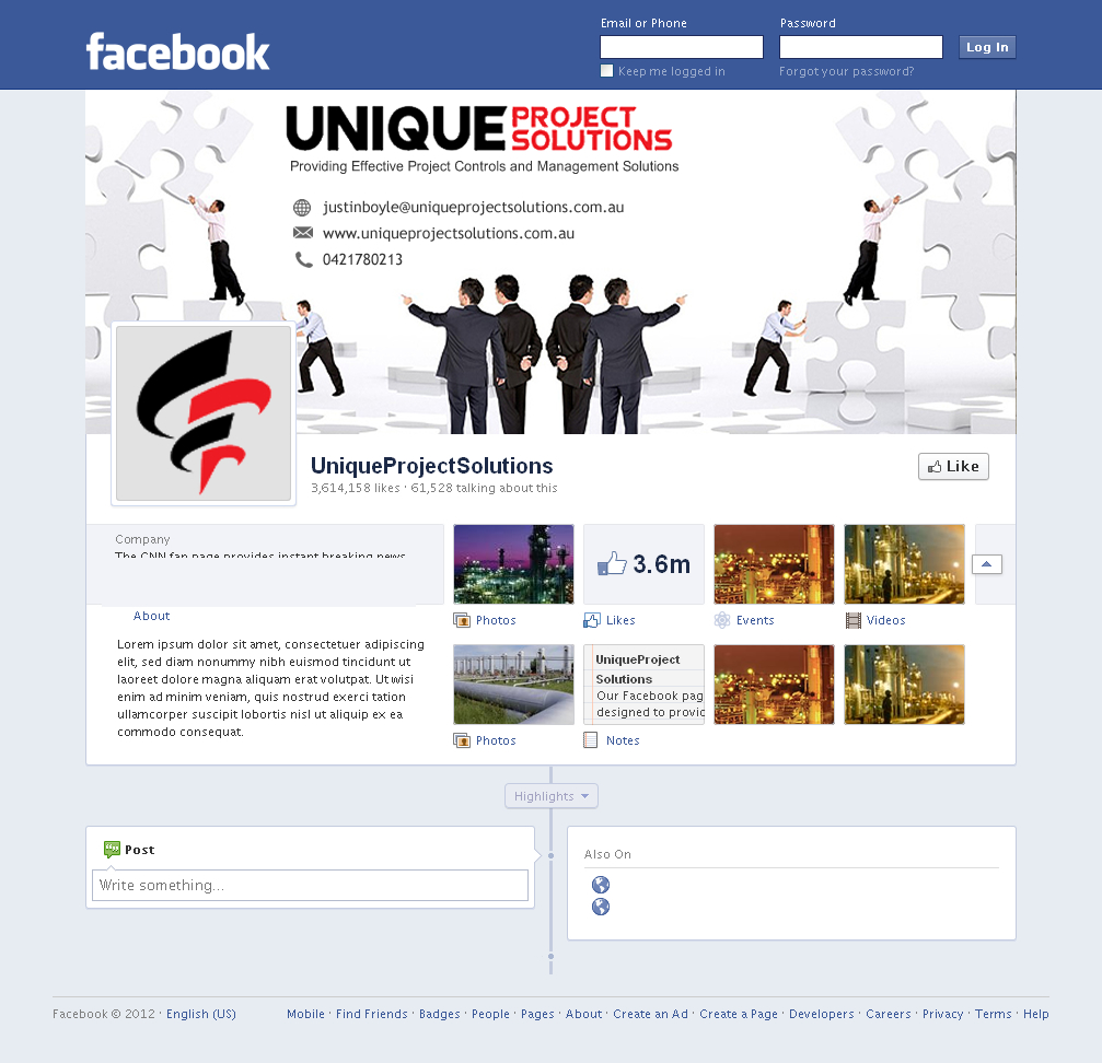 Facebook Design by Sbss for Unique Project Solutions | Design #2044647