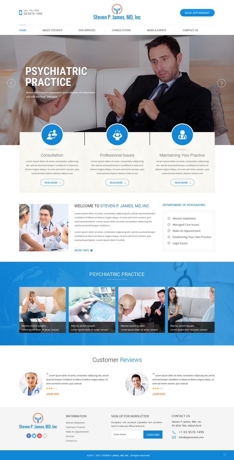 Web Design by pb for Steven P James, MD | Design #9333854