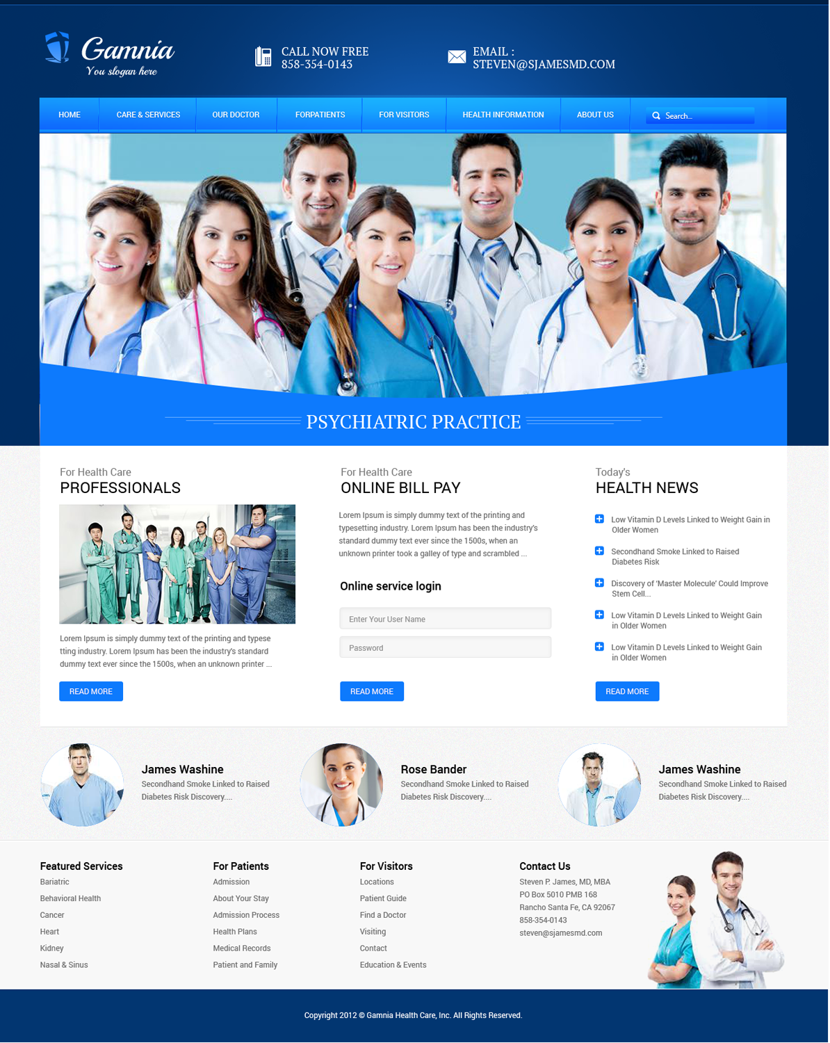 Web Design by lequangkt2015 for Steven P James, MD | Design #9354389