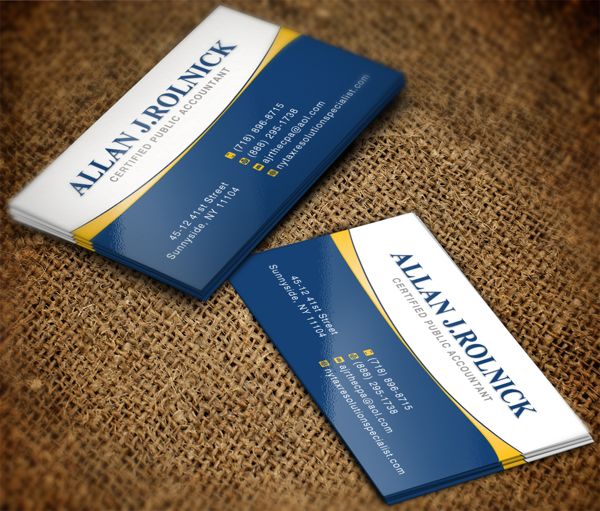 Business Card Design by MT for Allan J Rolnick, CPA | Design #9337981