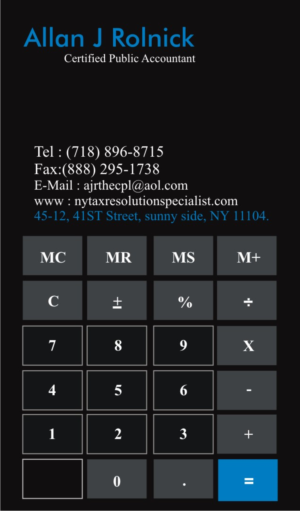 Business Card Design by Aijaz Hayat for Allan J Rolnick, CPA | Design: #9294921