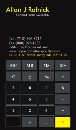 Business Card Design by Aijaz Hayat for Allan J Rolnick, CPA | Design: #9294924