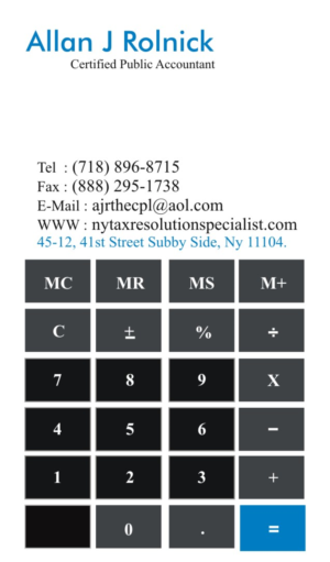 Business Card Design by Aijaz Hayat for Allan J Rolnick, CPA | Design: #9303688
