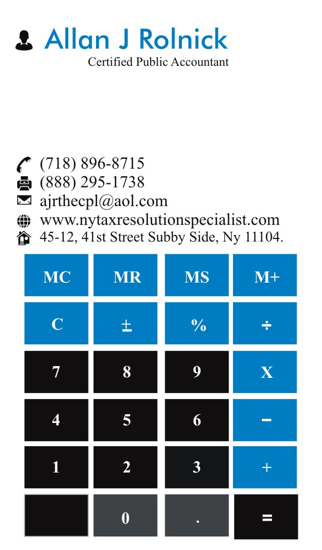 Business Card Design by Aijaz Hayat for Allan J Rolnick, CPA | Design #9303691