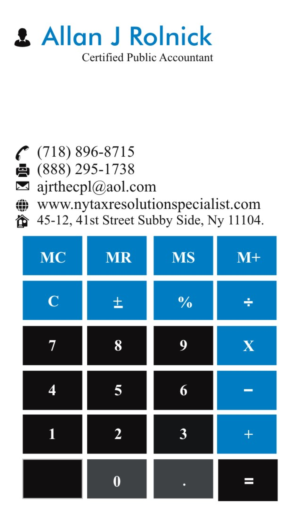 Business Card Design by Aijaz Hayat for Allan J Rolnick, CPA | Design: #9303691