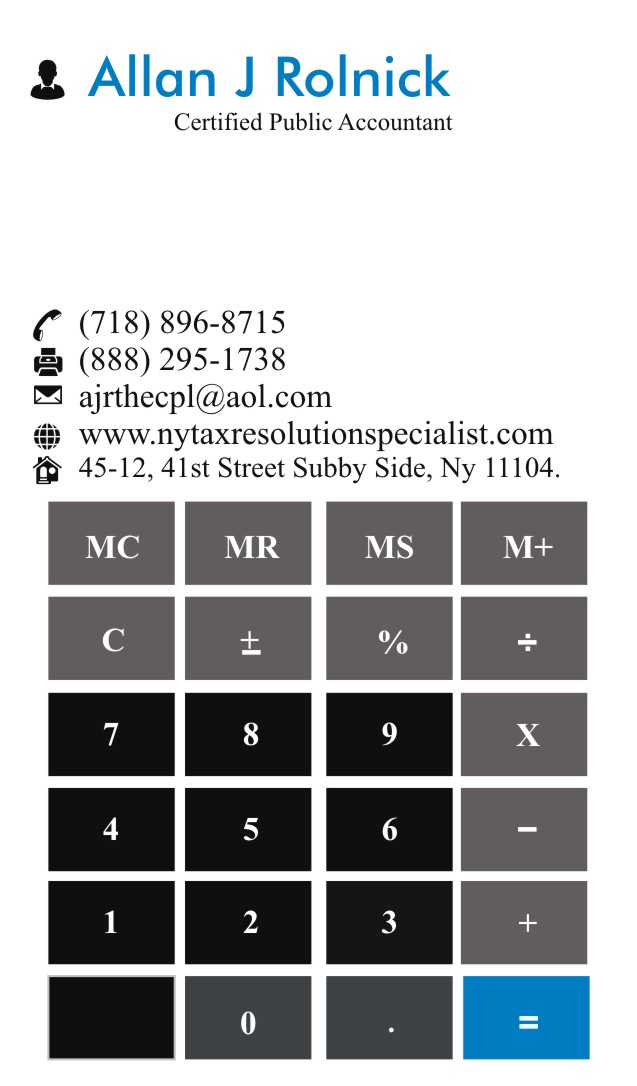 Business Card Design by Aijaz Hayat for Allan J Rolnick, CPA | Design #9303694