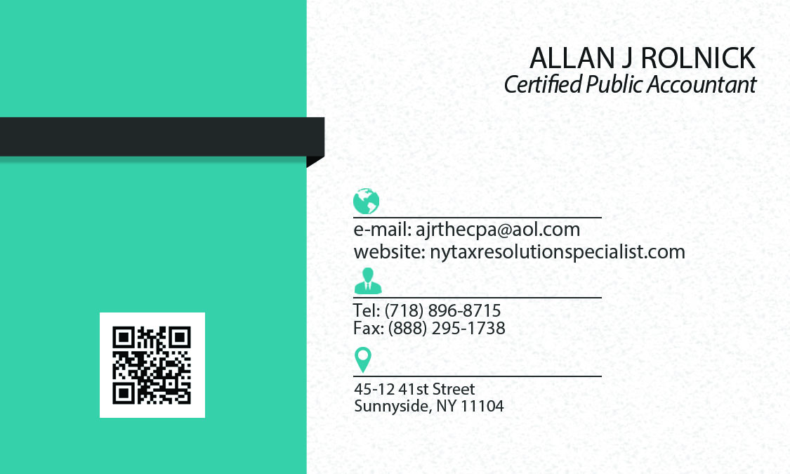 Business Card Design by dinardesign11 for Allan J Rolnick, CPA | Design #9302529