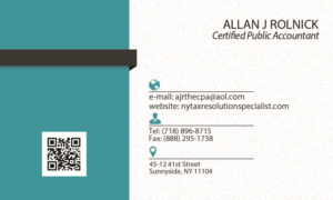 Business Card Design by dinardesign11 for Allan J Rolnick, CPA | Design: #9302529