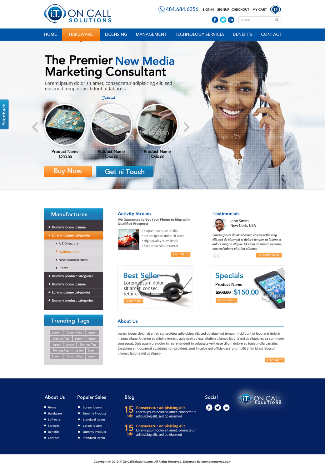 Web Design by AVROM for I. T. On Call | Design #2078167