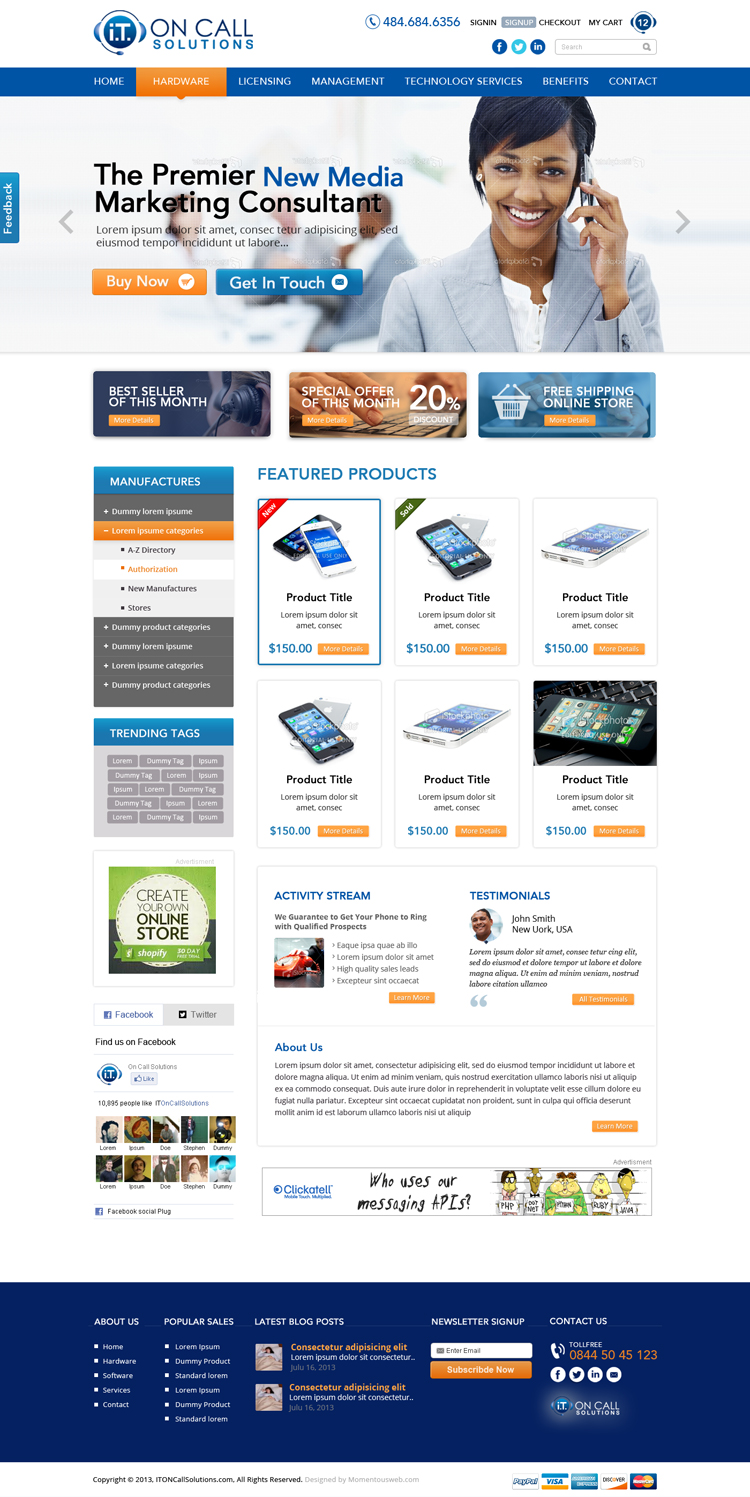Web Design by AVROM for I. T. On Call | Design #2083768