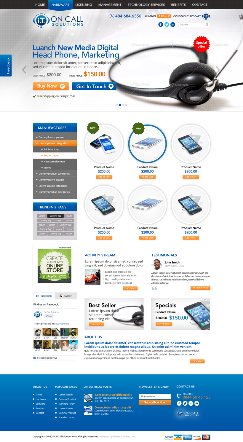 Web Design by AVROM for I. T. On Call | Design #2088943