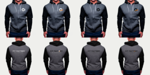 Design for an athletic zip up hoodie