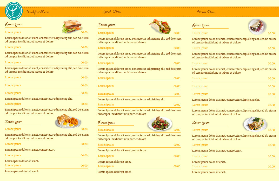 Menu Design by Parul for CA PHE HOLDINGS PTY LTD | Design #2060720