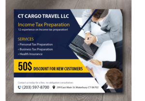 Postcard Design by alex989 for CT CARGO TRAVEL LLC | Design: #9286182