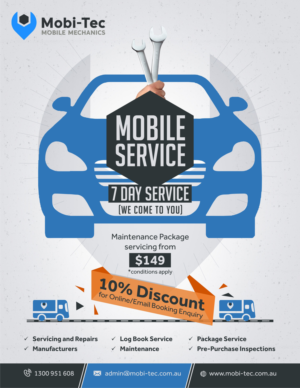 Flyer Design by Marketing Wings for Mobi-Tec Automotive Service Centre | Design: #13299784