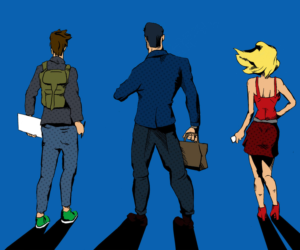 Heroes seen from back (inverted) | Design Illustration par nicholash